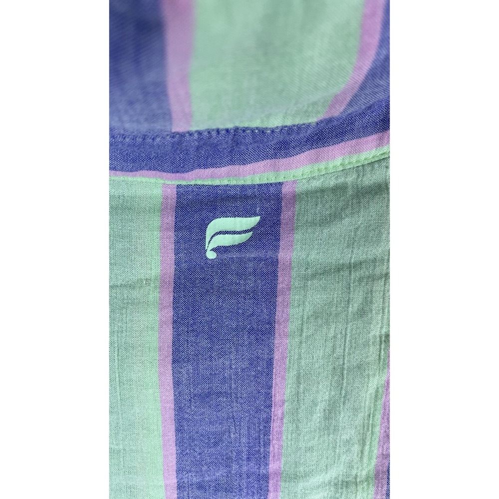 Fabletics Shirt Womens Small Green Purple Stripe‎ Button Front Long Sleeve Top - Picture 6 of 7